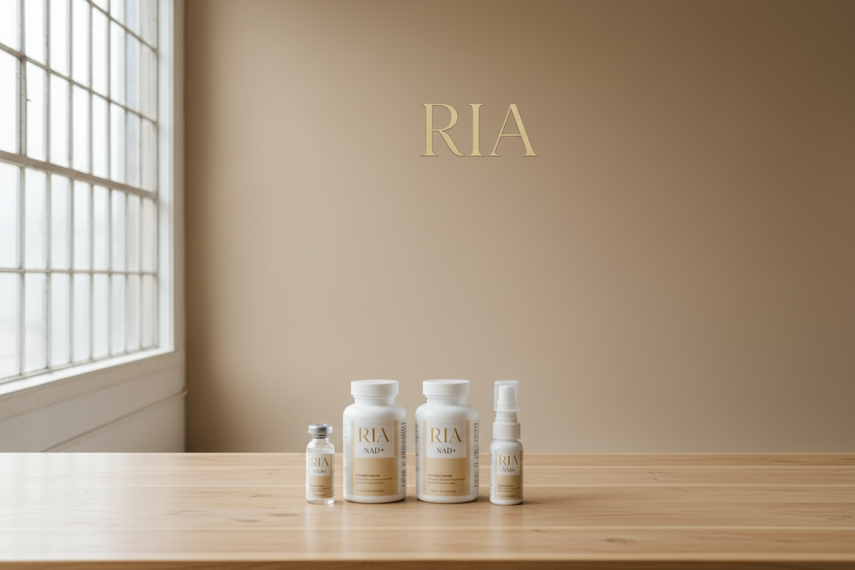 RIA NAD+ Products on table